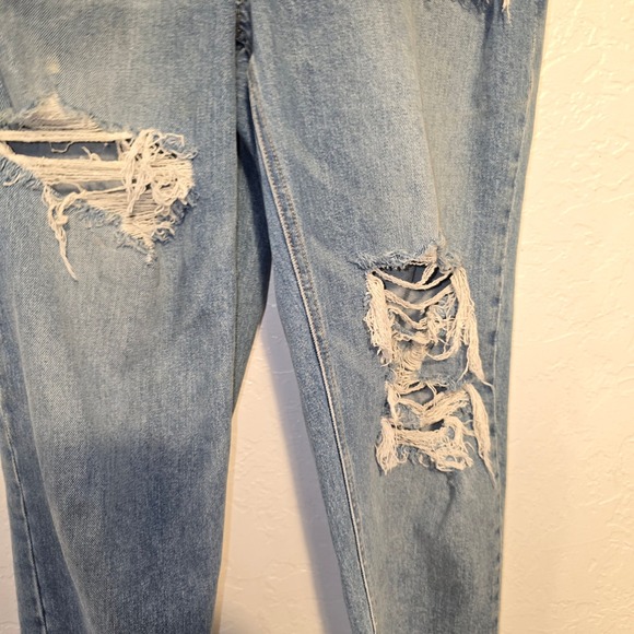 American Eagle 90s Boyfriend Overalls Small Womens Blue Distressed Pink Straps - Picture 10 of 13